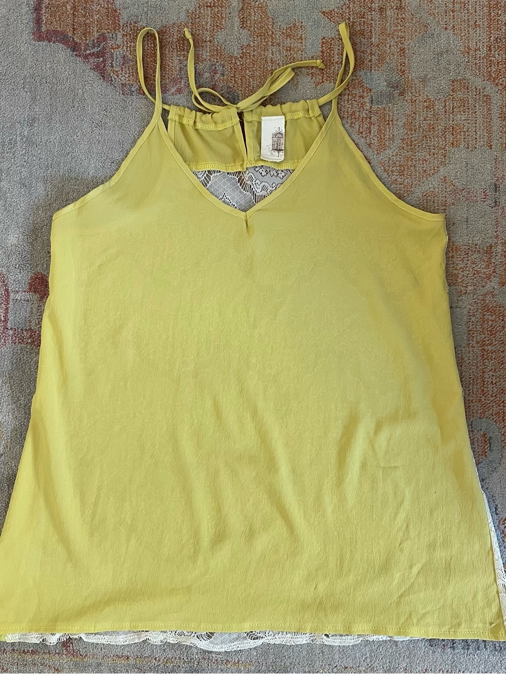 Francesca’s Silky Lace-Back Yellow V-Neck Camisole